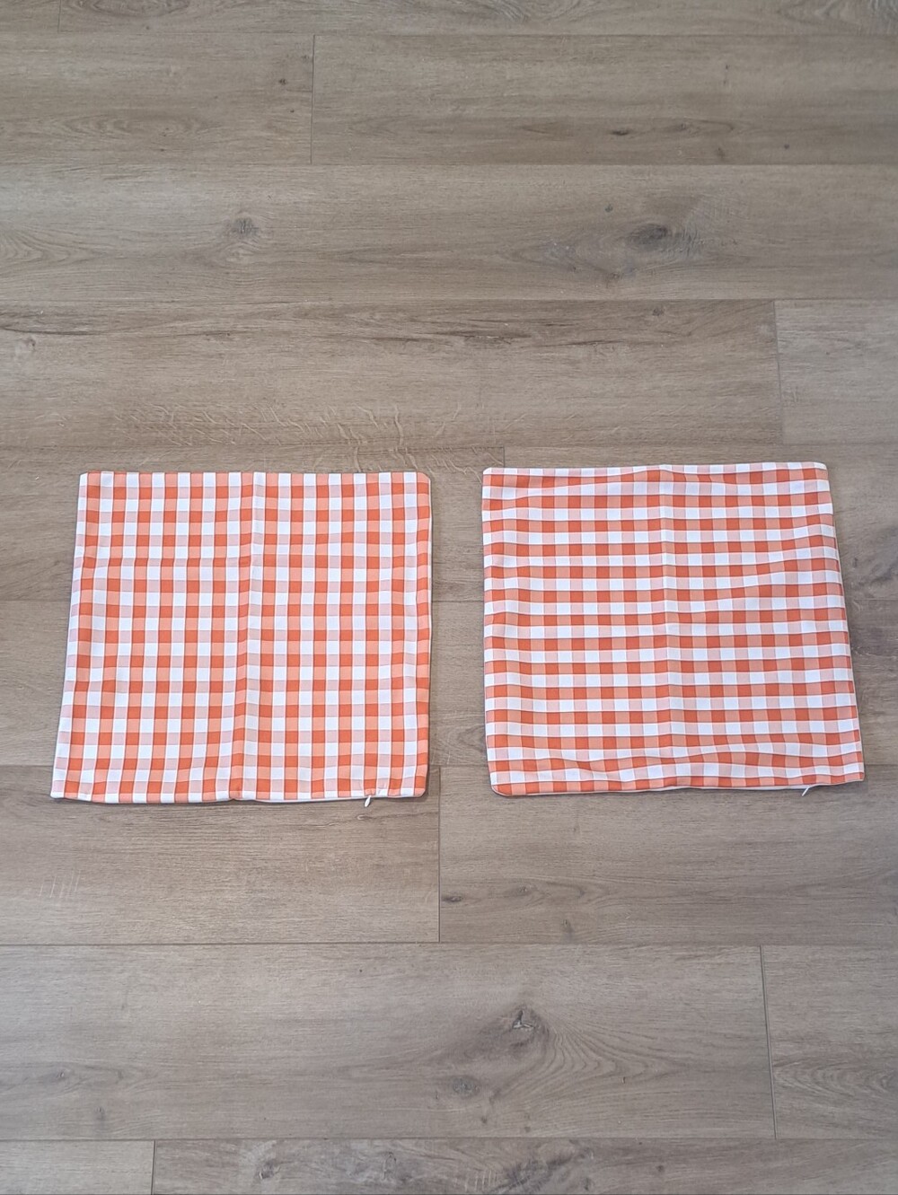 NWOT Orange & White Cottagecore Fairycore Farmhouse Gingham Pillow Covers Set.